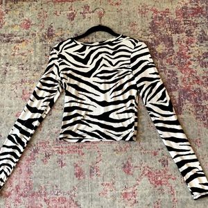 alice+olivia crop zebra print top